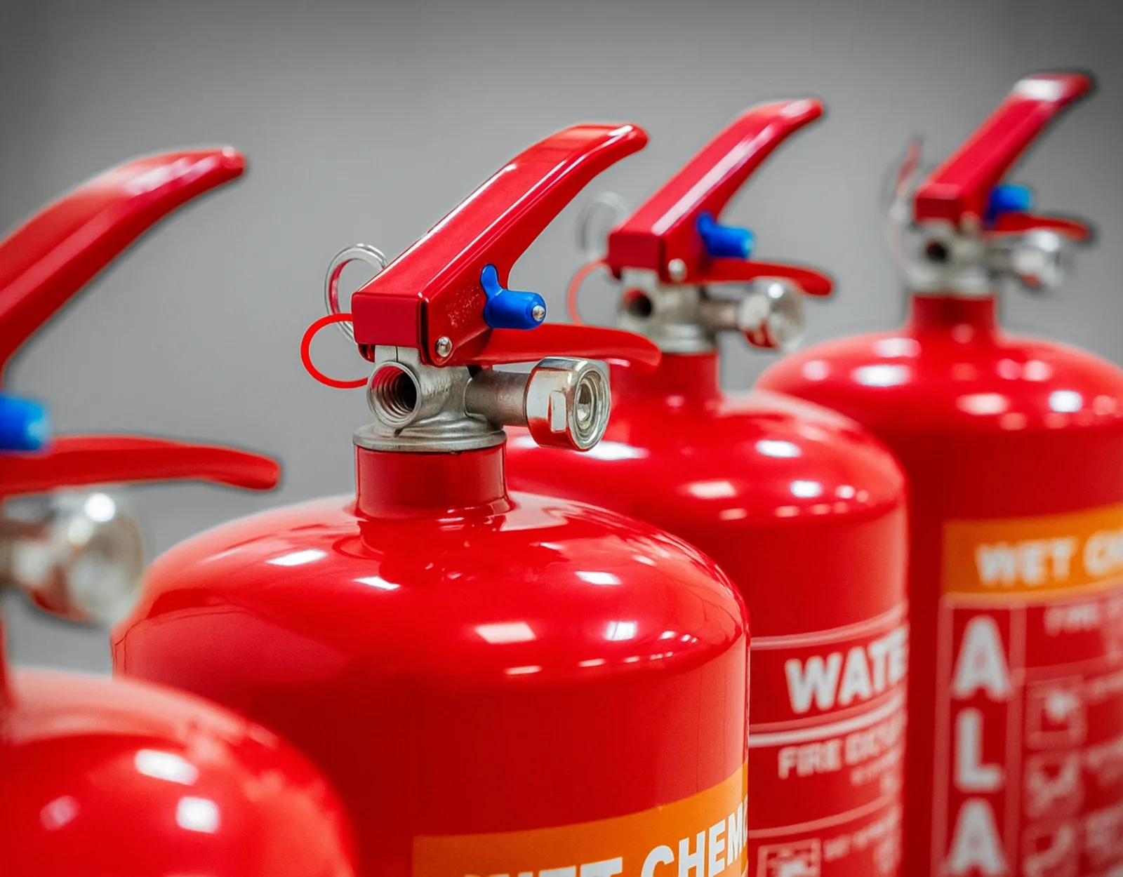 Close-up of Alaman portable fire extinguishers